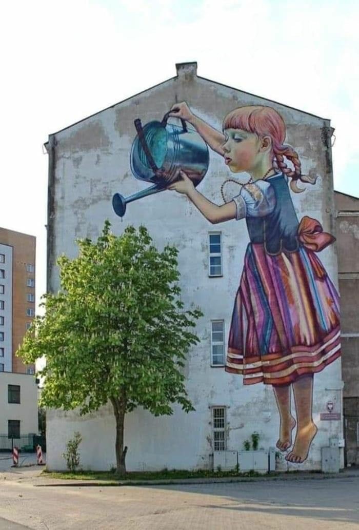 graffiti tree watering